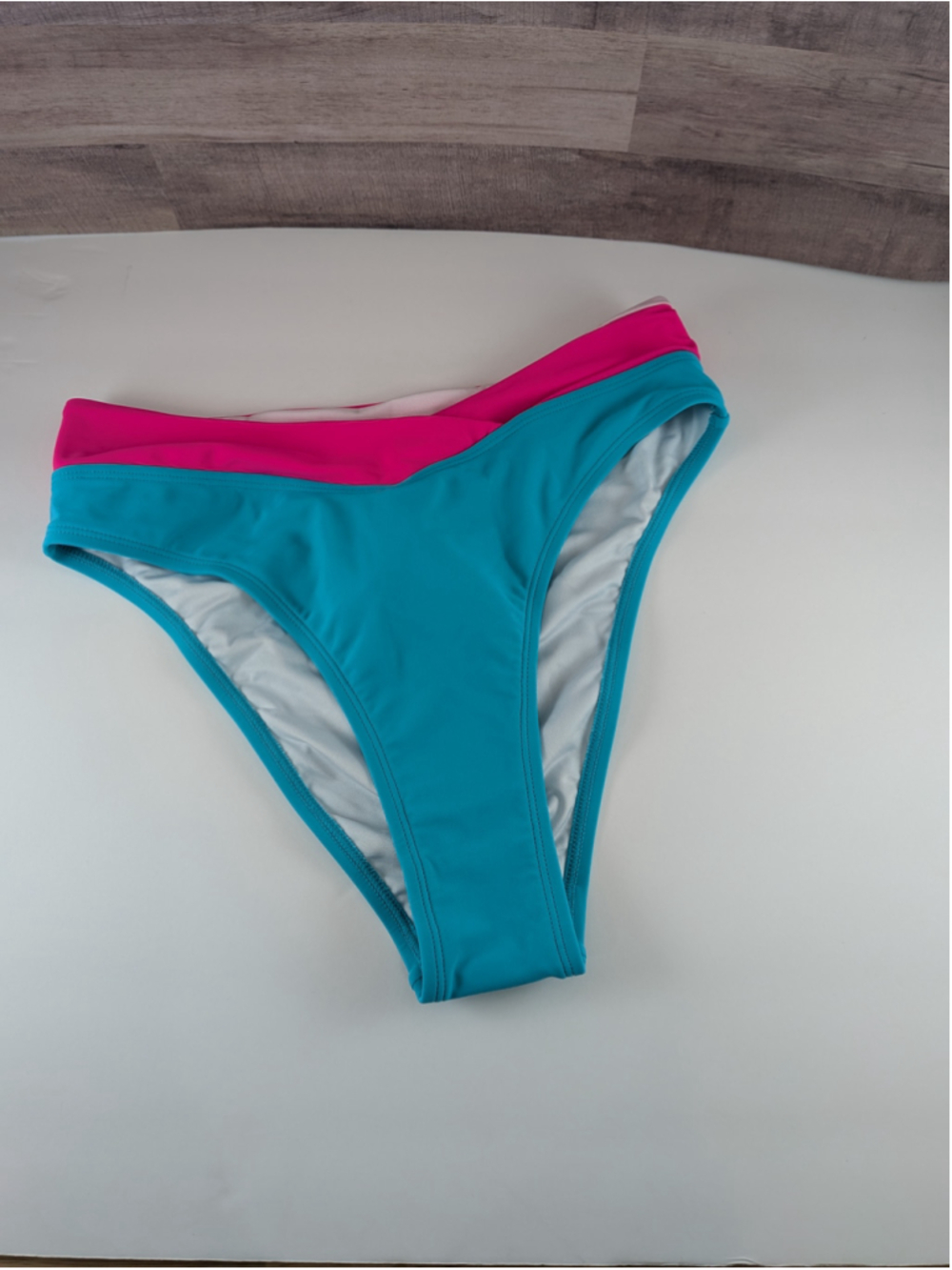 Cupshe Colorblock Blue Pink Bikini Bottoms S